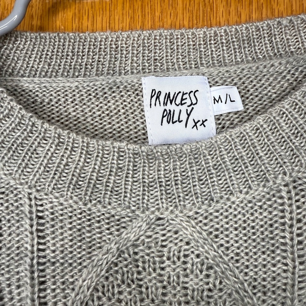 Cropped Gray Knit Sweater - Princess Polly - Picture 4 of 4
